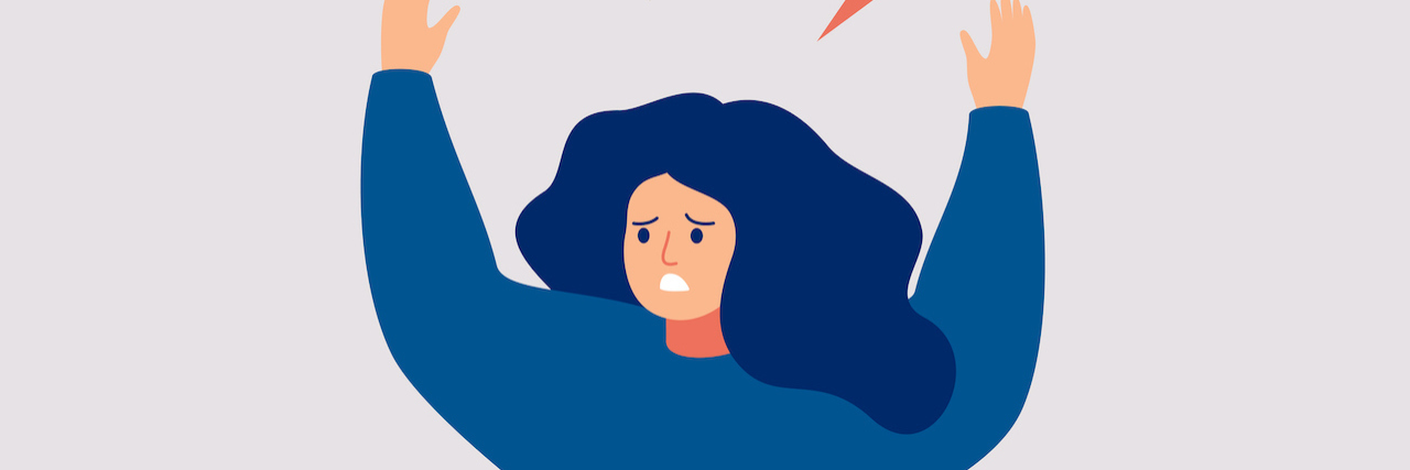 What It's Like to Have Agitated Depression illustration of A young woman holds up her hands and screams in rage.