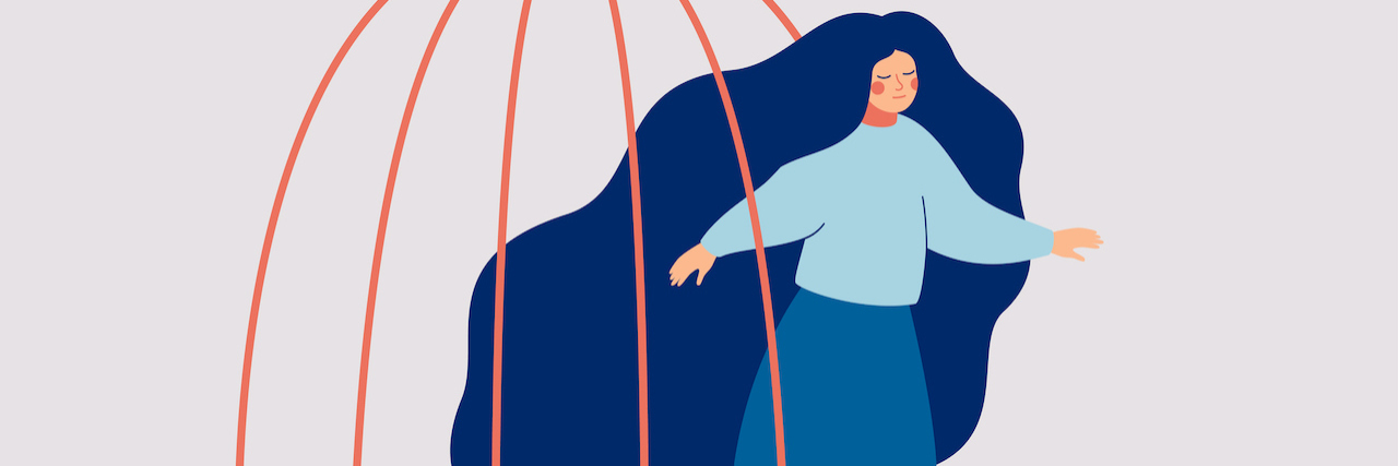 You Can Find Love After Surviving Domestic Violence Illustration of a A young woman stepping out of a cage