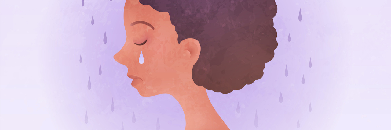 When I Found Out My Psychiatrist Died of COVID-19 Closeup sad young woman with a rainy cloud above the head.