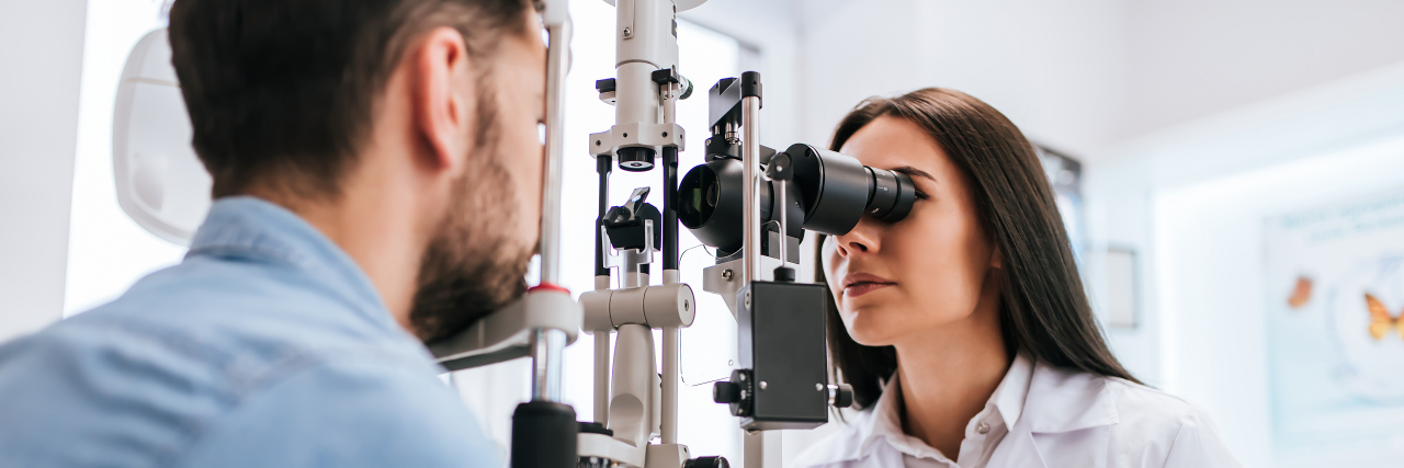 When a Doctor Didn't Respect My Boundaries Doctor and patient in ophthalmology clinic.