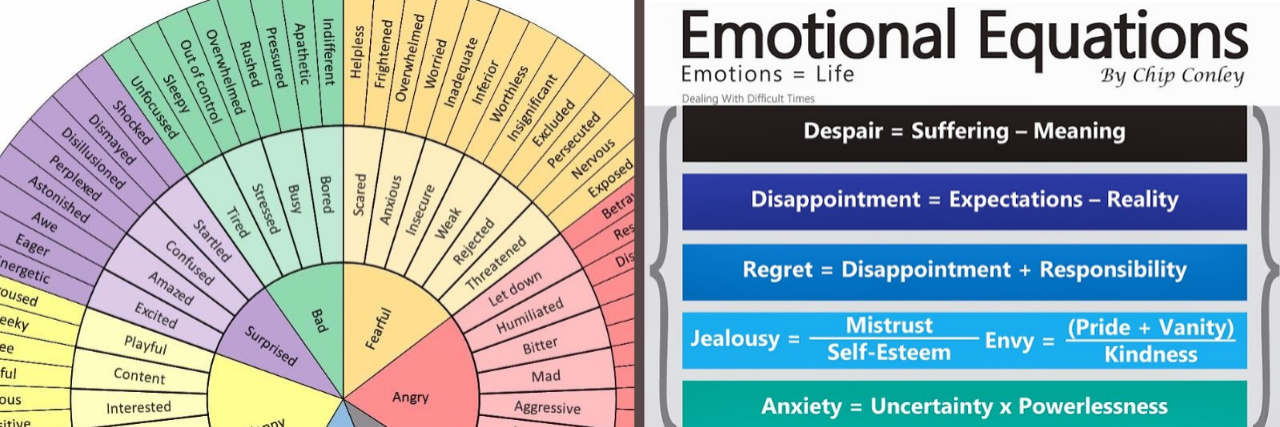 5 Charts You Need If Identifying Your Emotions Is Hard wheel of emotion and emotional equation chart