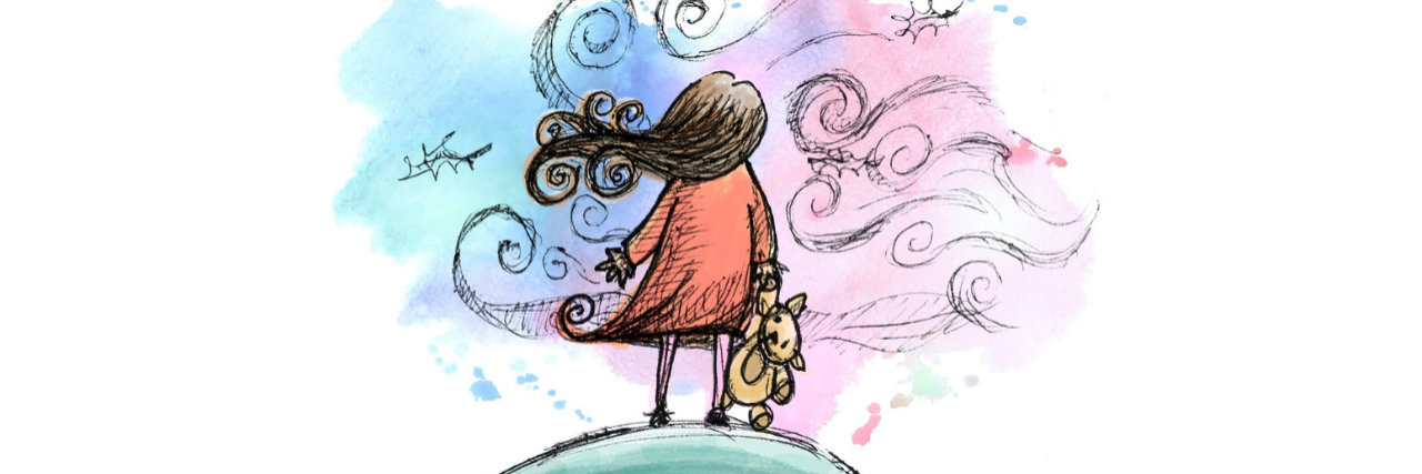 Poetry About PTSD: The Little Girl Inside of Me illustration of a little girl holding a teddybear