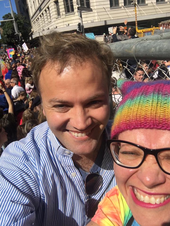 photo of the contributor smiling at a marriage equality march