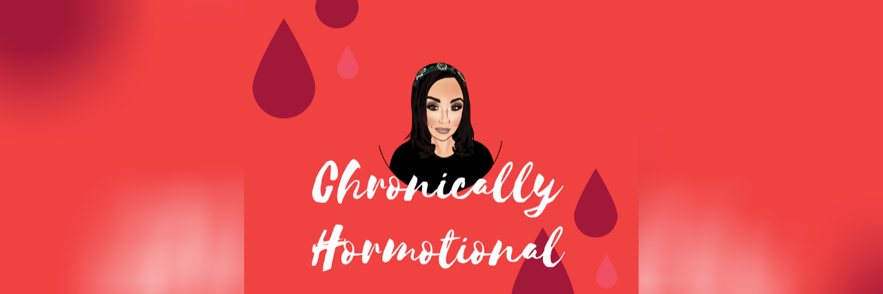 Illustration of contributor with the words "chronically hormotional"