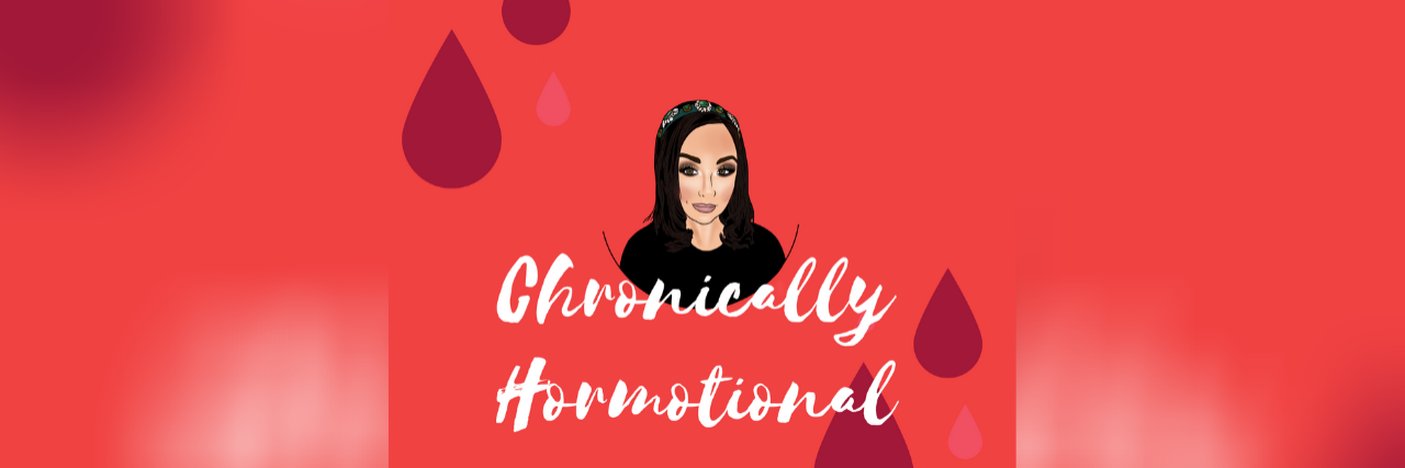 The Exhaustion of Living With Premenstrual Dysphoric Disorder Illustration of contributor with the words "chronically hormotional"
