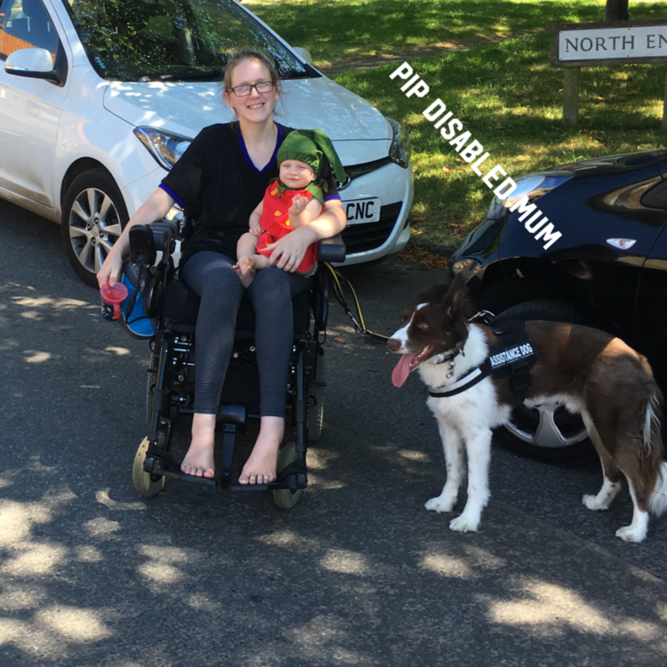 Pip with her son and service dog.