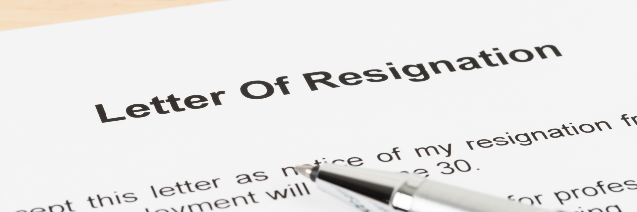 I'm Not a Failure for Quitting My Job Because of Autistic Burnout Resignation letter with pen.