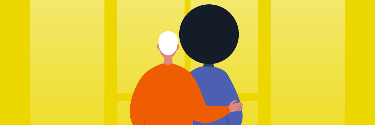 Complications and Courage in Relationships When You Have BPD Illustration of man and woman standing with arms around each other