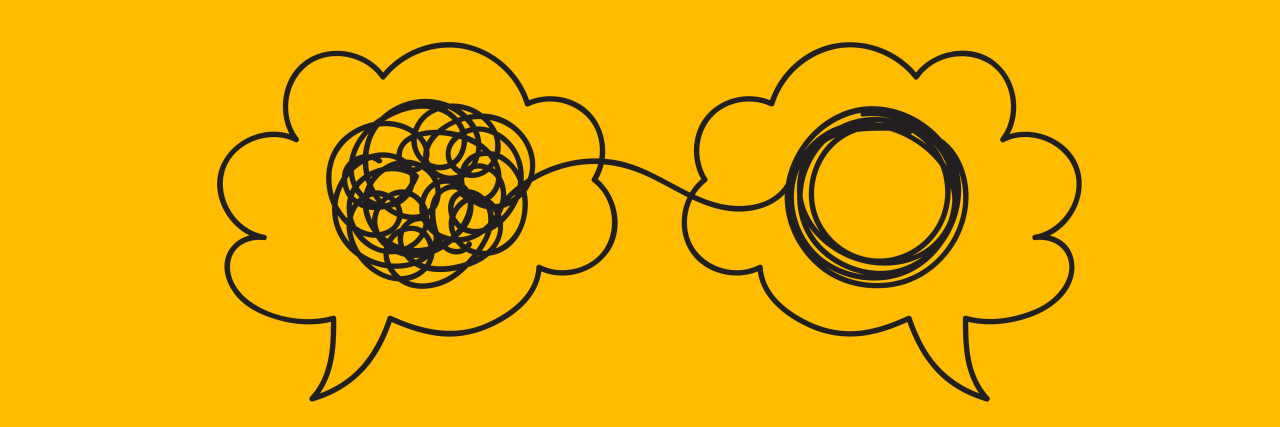 Therapy Malpractice Can be Traumatizing illustration of a brain bubble and thought bubble