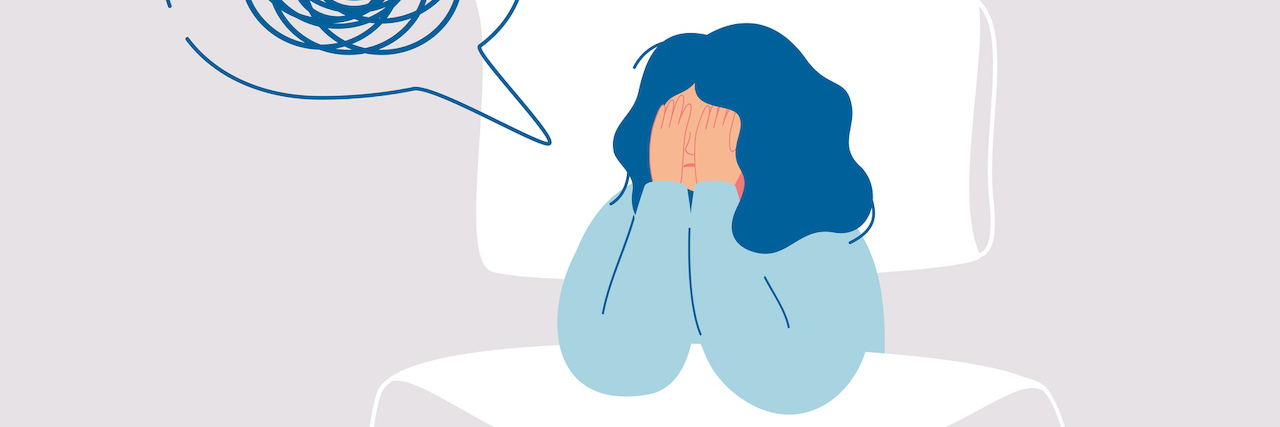 Recovery Days When You Are Sick and Tired From Chronic Illness Illustration of woman in bed with hands over her face