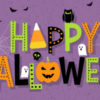 Decorative Happy Halloween typography that reads Happy Halloween