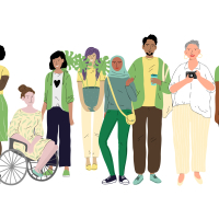 Group of diverse people including some with visible disabilities.