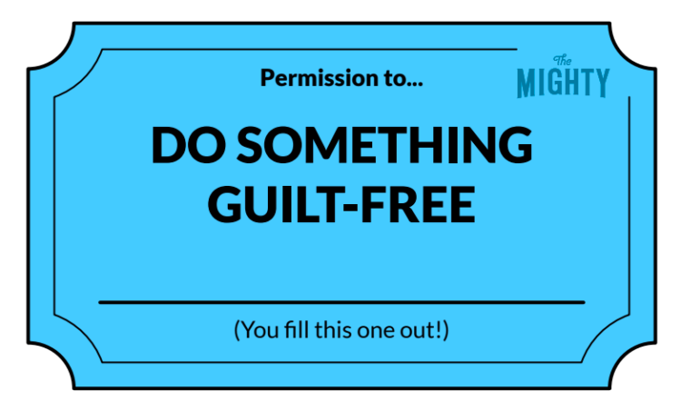 A permission slip on a light turquoise background with black text that reads: Permission to... do something guilt-free. (You fill this one out!) 