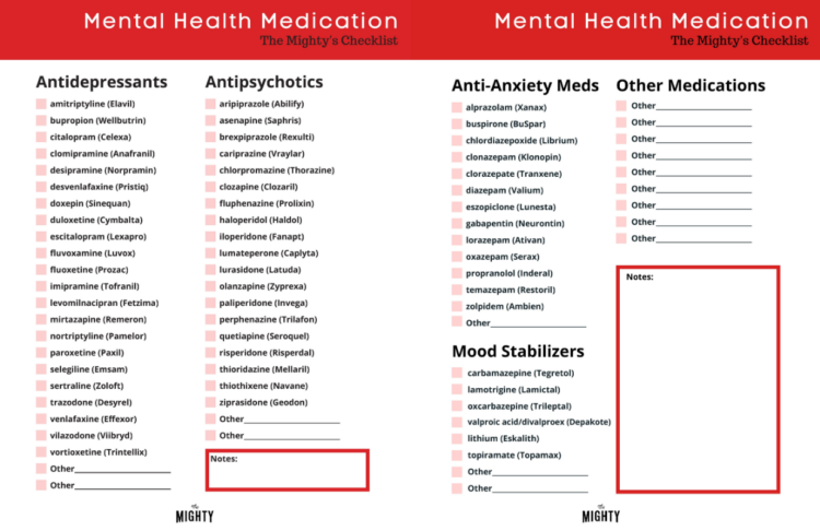 The Mighty's Mental Health Medication Checklist (click to download)