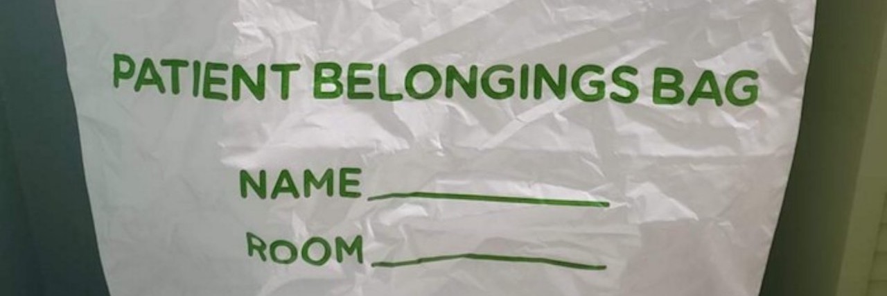 What a Plastic Bag Taught Me About Healing Traumatic Grief Image of a patient belongings bag on a chair at the hospital