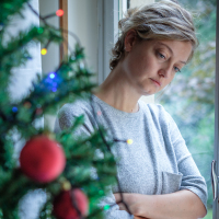 Woman feeling alone during christmas holiday