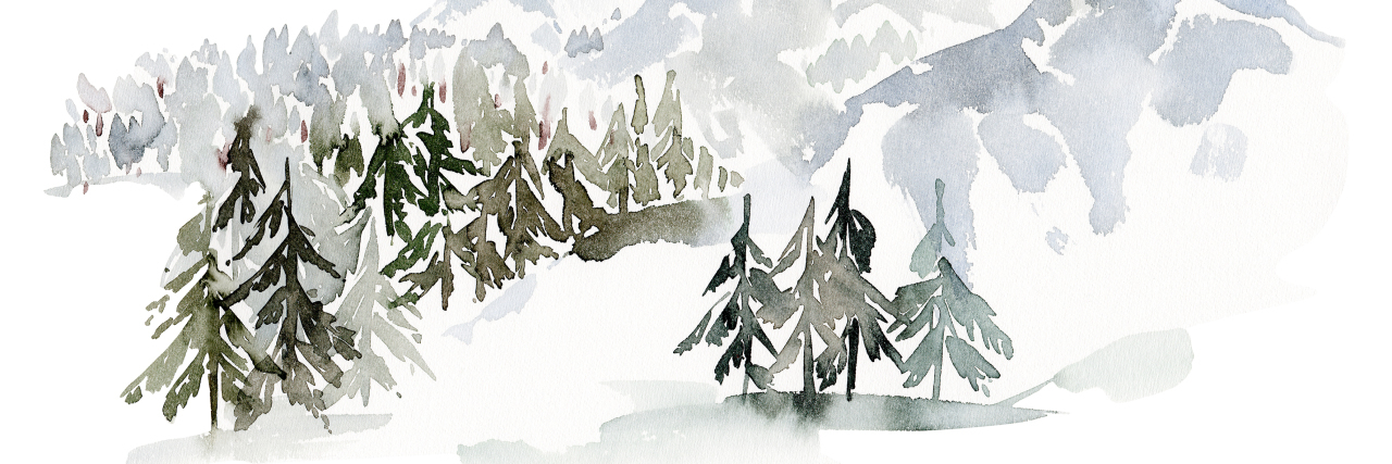 10 Tips for Autistic Adults to Prepare for Holidays Changed by COVID Winter watercolor landscape with mountains and trees