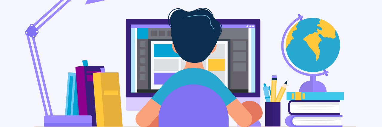 How Learning 3D Modeling Can Benefit Kids on the Autism Spectrum Drawing of boy at computer.