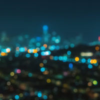 Blurred abstract bokeh background of San Francisco city lights.