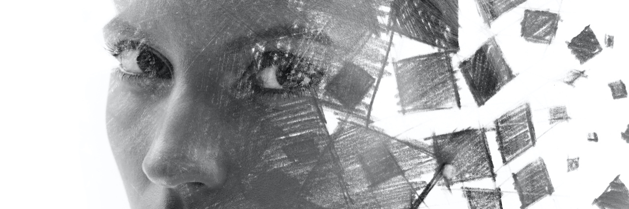 Living With Self-Doubt About My Experience and Memories of Abuse Paintography portrait of woman combined with an abstract illustration