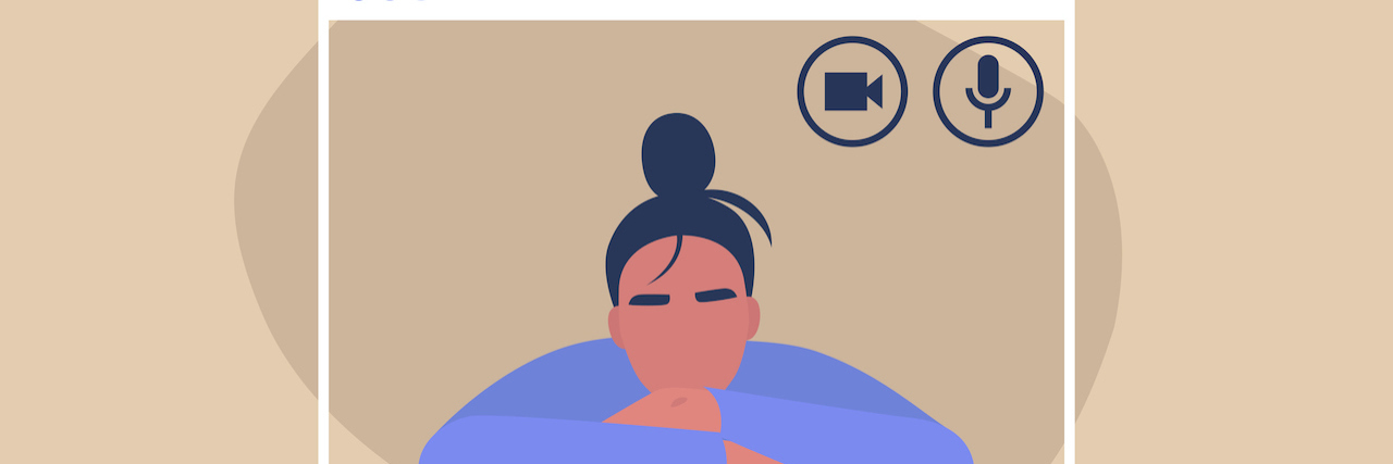 Meet Your Typical Non-Custodial Mom Illustration of woman shown through computer video call screen