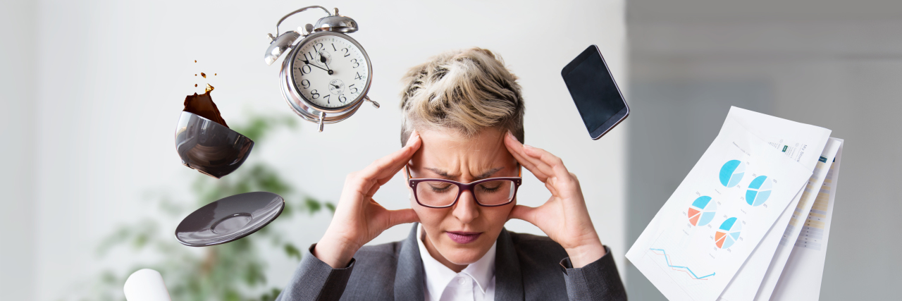 How the 'Cult of Productivity' Harms People With Chronic Illness Overworked businesswoman.