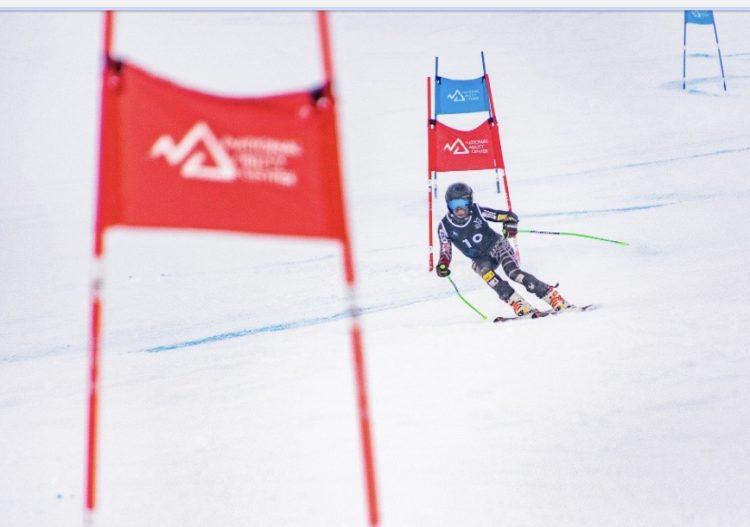 Chris competing in a ski race.