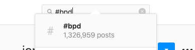 Screenshot showing the #BPD hashtag has more than 1.3 million posts associated with it