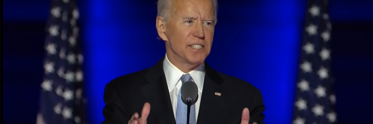 President-Elect Joe Biden speaks after winning the 2020 election.