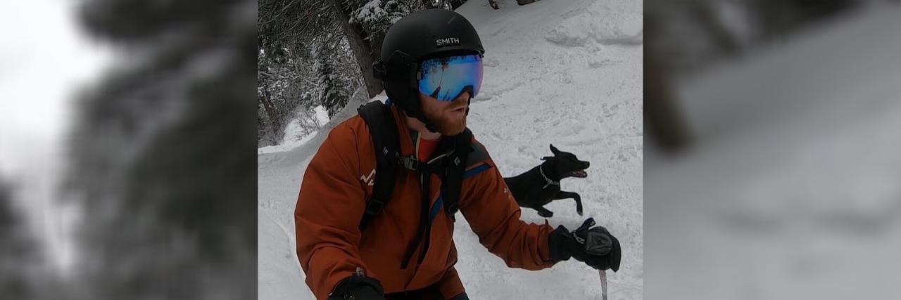 How I Became a Competitive Adaptive Skier With Cerebral Palsy Chris skiing.