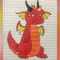 Drawing from contributor of red dragon with yellow wings