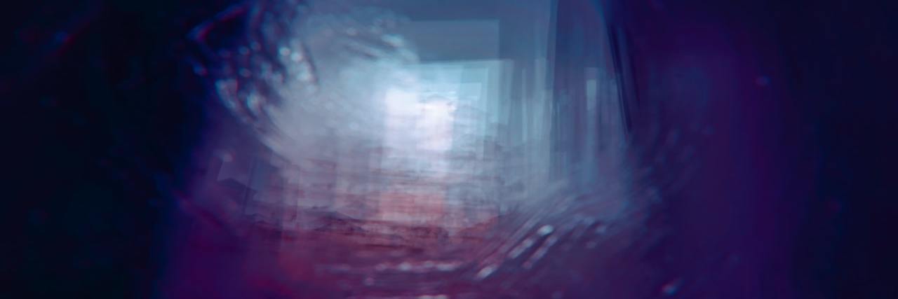 What Are PTSD Intrusive Memories and Nightmares? Blurry haze in blues and whites that seems to lead to a door