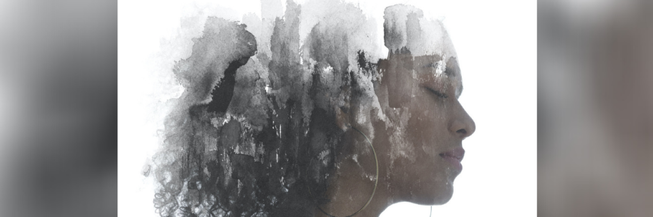 Working Towards Recovering From and Overcoming Shame Paintography portrait of Black woman with her eyes closed