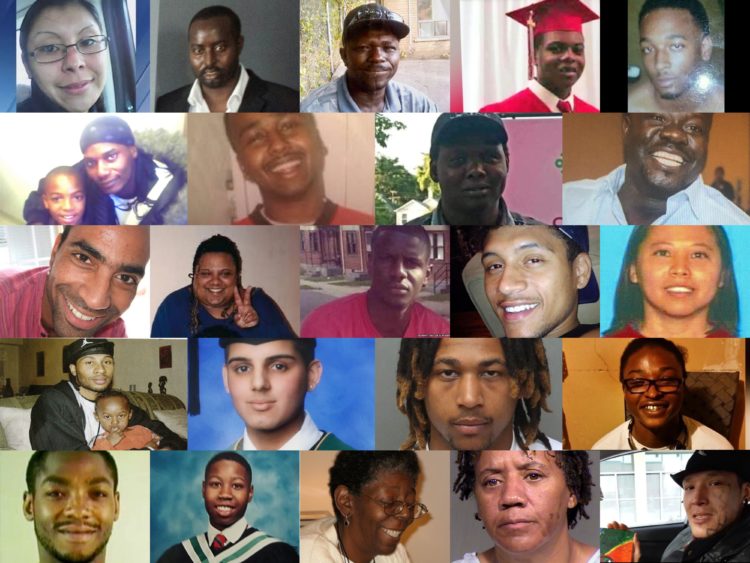 A collage of BIPOC people killed by the police