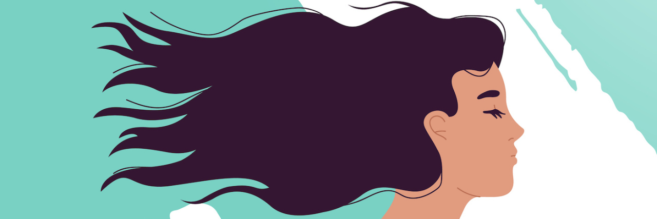 Illustration profile of woman with eyes closed