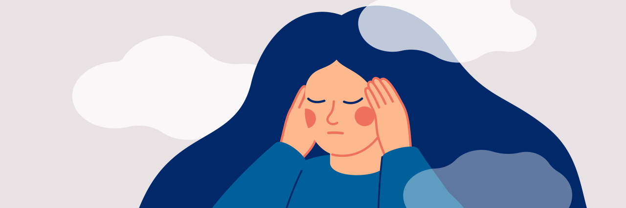 My Experience With Brain Surgery Recovery Drawing of woman holding her head.