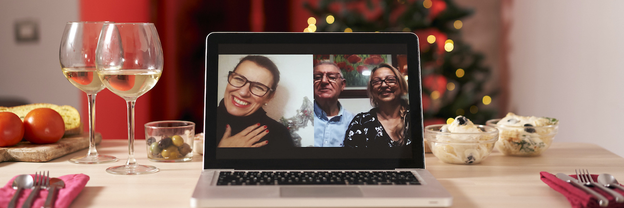 Tips for When People Comment on Food During the Holidays Laptop on the christmas table.