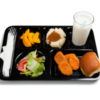 lunch served on a black tray