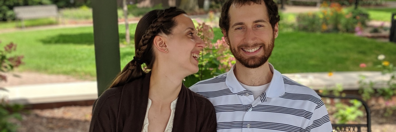 the author and her husband, smiling