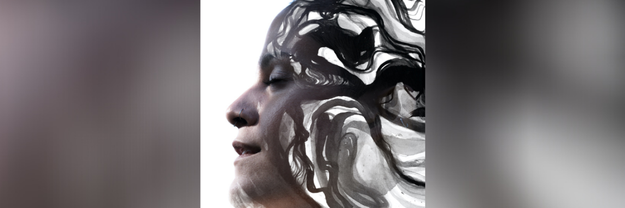 How Hiding My Feelings Worsens My Depression Paintography artwork of woman's face dissolving into swirls