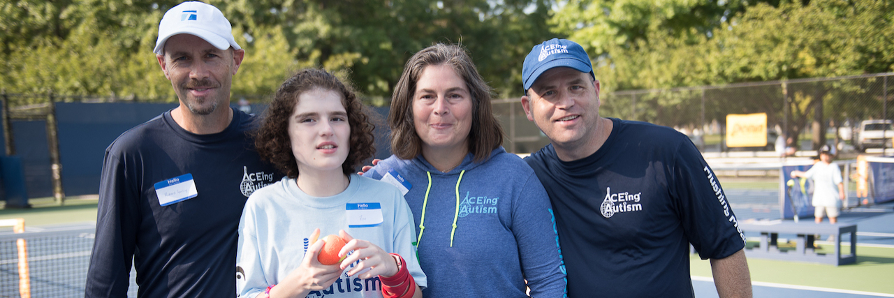 ACEing Autism Brings Tennis to Kids on the Spectrum The author, her daughter and her husband smiling at the tennis court!