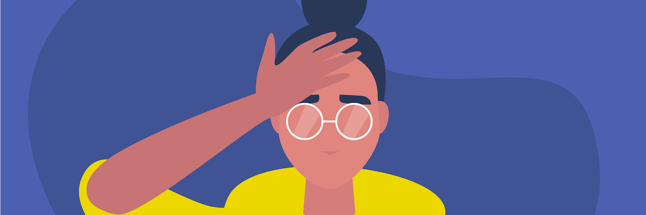 Please Don't Tell Me I'm Too Smart to Be Bipolar Illustration of person doing the facepalm gesture