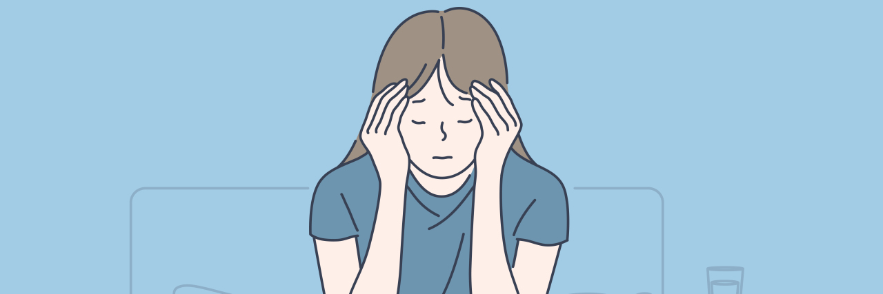 The Isolation of Living With Chronic Headache Woman waking with headache.