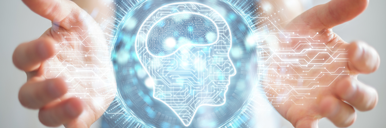 Explaining My Quirky Thought Processes and Autistic Brain Man's hands around 3D hologram of brain.