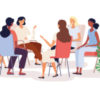 vector illustration of a group of women in a group therapy session