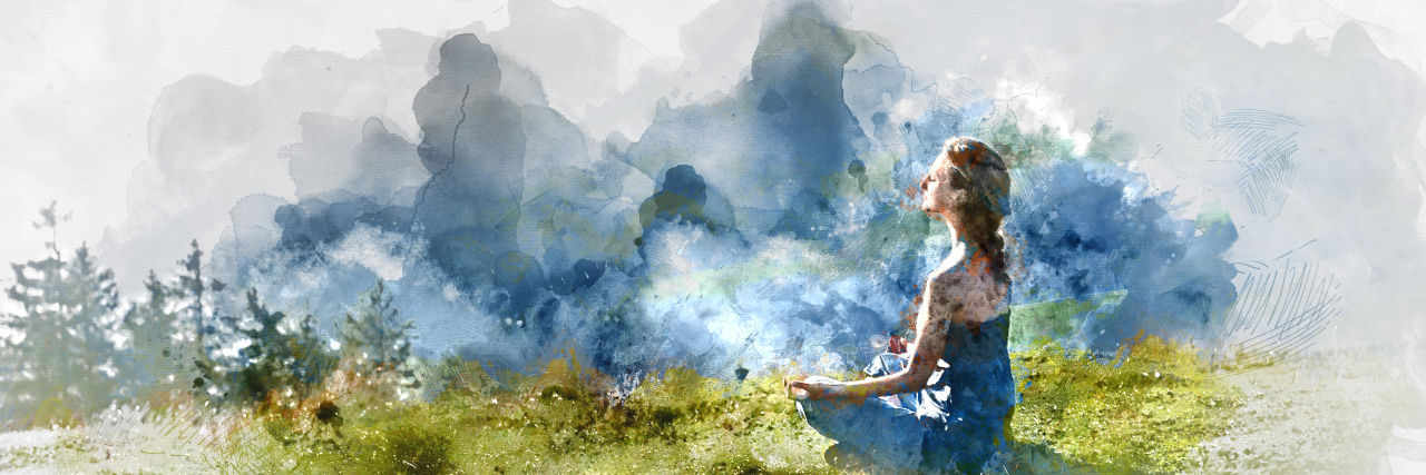 7 Ways People with Psoriatic Arthritis Practice Self-Care Young woman practice yoga. Digital watercolor painting