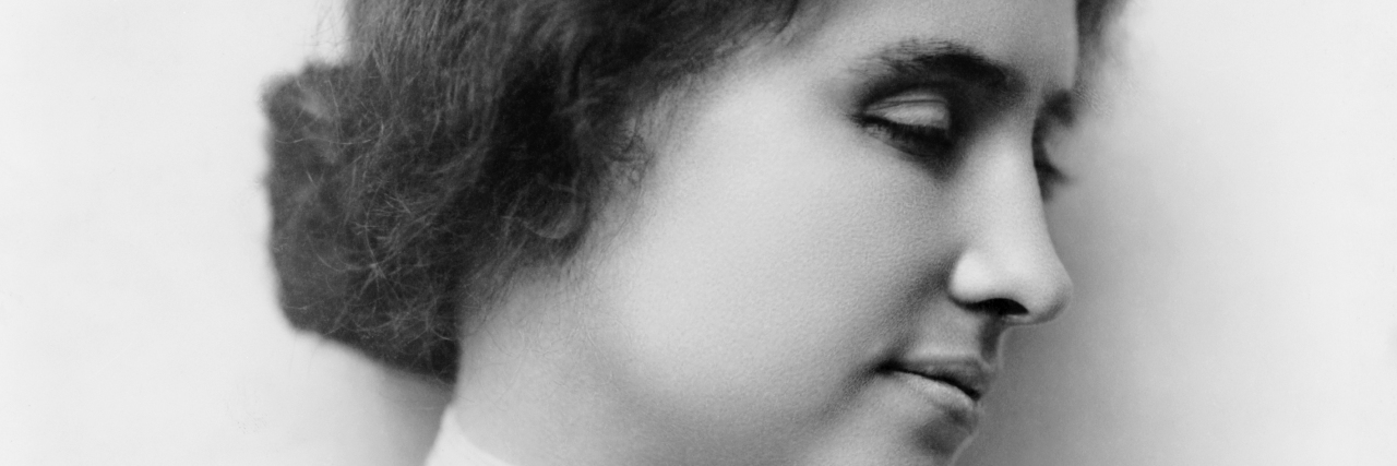 My Response to the TikTok Helen Keller 'Trend' as a Blind Woman Black and white photo of Helen Keller with her hair in a bun.