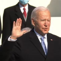 President Biden taking the Oath of Office on January 20, 2021.