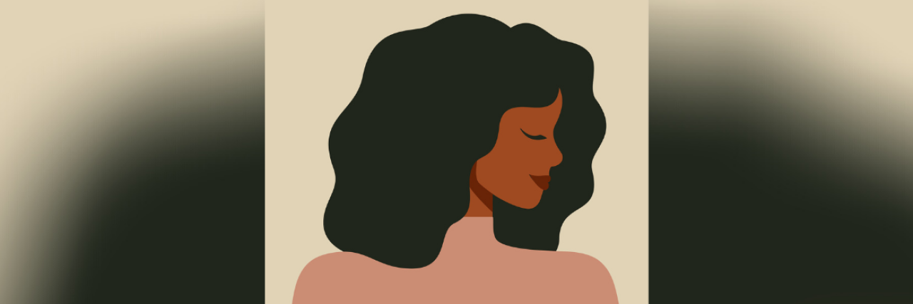 Illustration of woman of color with her eyes closed