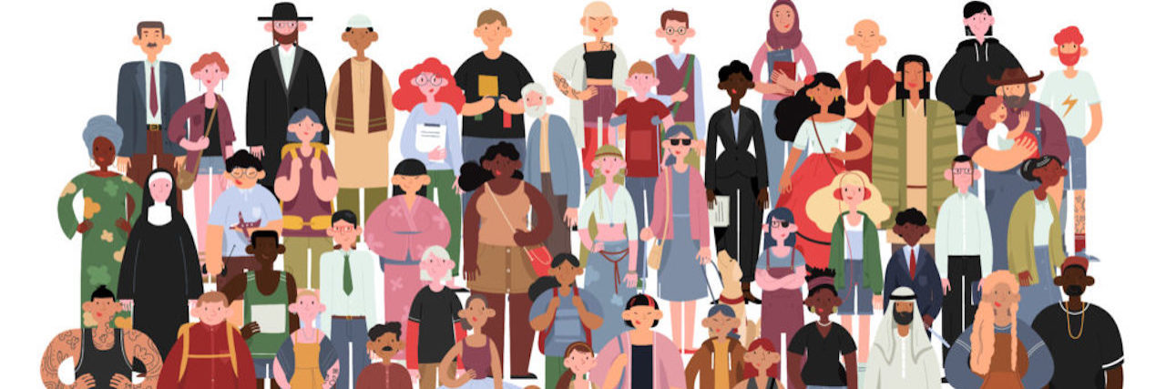 Illustration of a large group of diverse people